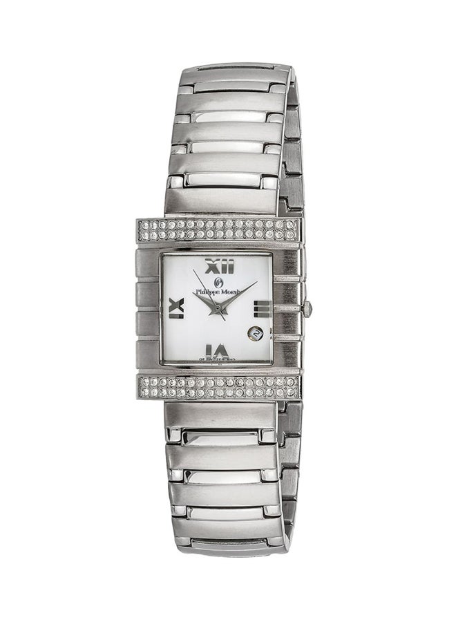 فيليب مورالي السويسرية ساعة يد بعقارب وسوار من الإستانلس إستيل  مقاومة للماء طراز MS0311WW للرجال - Image 1