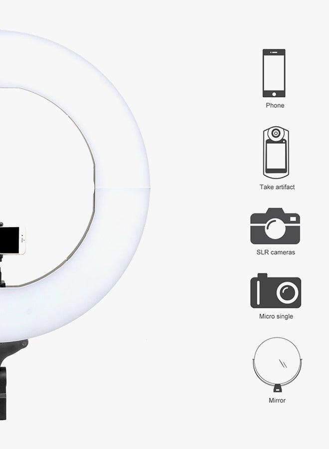 حلقة إضاءة خارجية مع مجموعة حامل قابلة للطي أبيض/برتقالي - Image 2