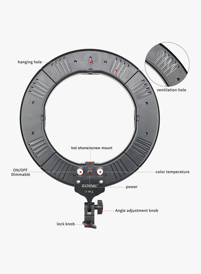 حلقة إضاءة خارجية مع مجموعة حامل قابلة للطي أبيض/برتقالي - Image 3