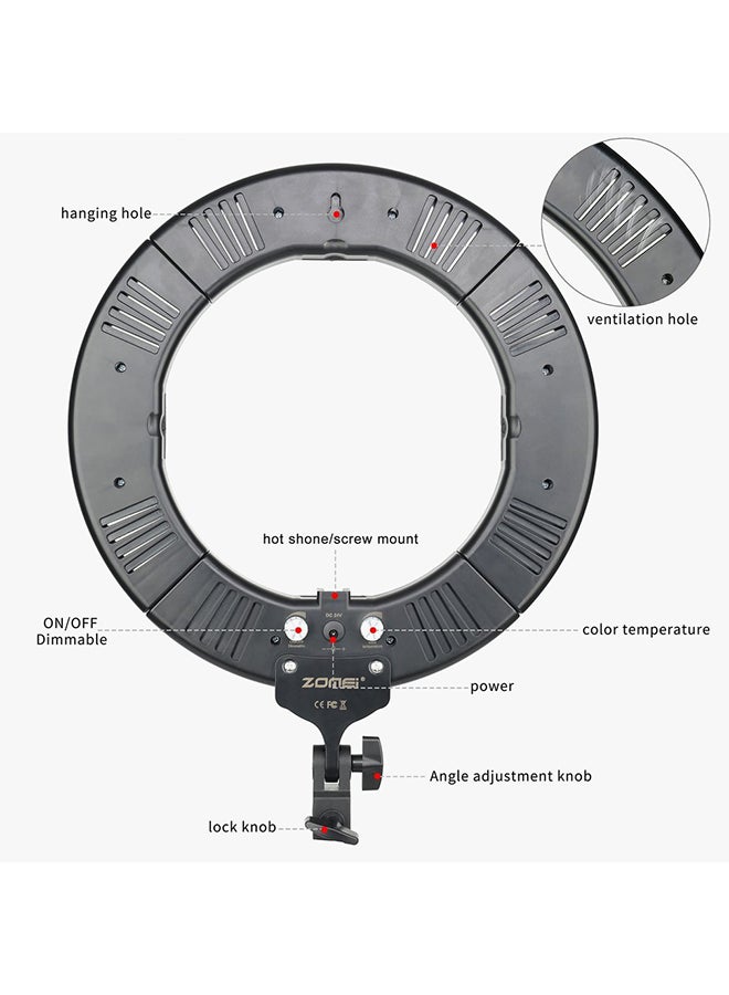 حلقة ضوء LED للتصوير بتصميم على شكل حلقة أبيض - Image 2