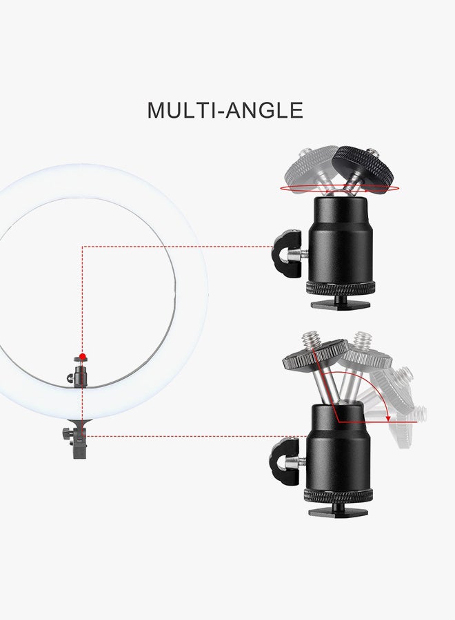 حلقة ضوء LED للتصوير الفوتوغرافي مزوّدة بحامل أبيض - Image 5