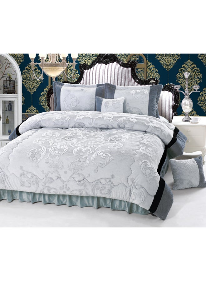 Senoures - 6-Piece Velour Comforter Set Velvet Grey - Image 1