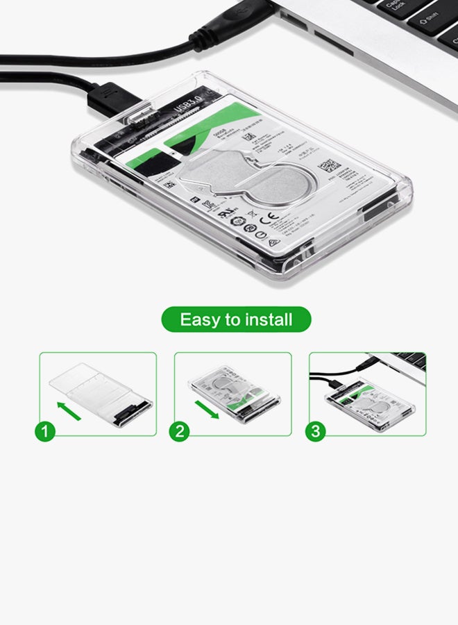 اي يلد حافظة حماية للقرص الصلب الخارجي مقاس 2.5 بوصة بمنفذ USB 3.0 ومنفذ ساتا مع كابل وسرعة نقل بيانات 5 غيغابايت في الثانية ويدعم بروتوكول نقل UASP وتخزين يصل إلى 2 تيرابايت شفاف - Image 4