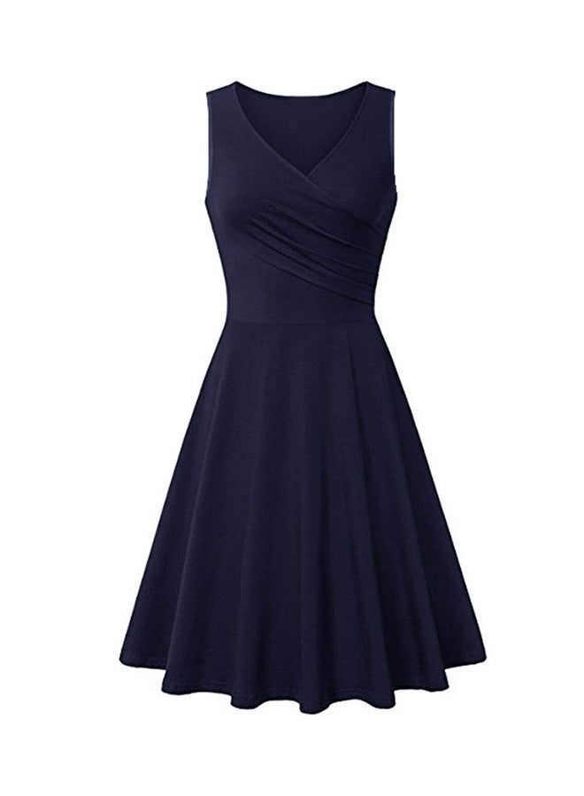 V-Neck Sleeveless Dress Dark Blue - Image 1