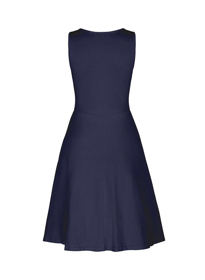 V-Neck Sleeveless Dress Dark Blue - Image 2