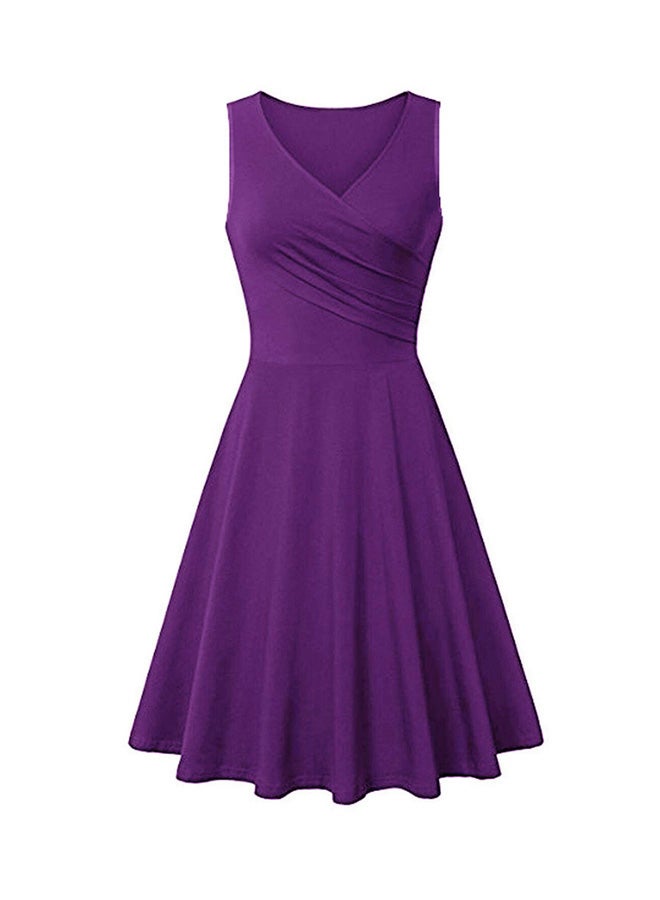 V-Neck Sleeveless Dress Purple - Image 1