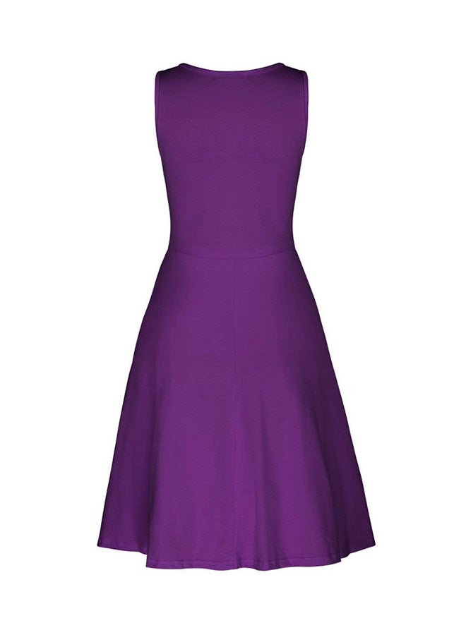 V-Neck Sleeveless Dress Purple - Image 2