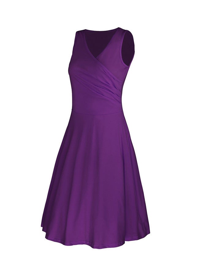 V-Neck Sleeveless Dress Purple - Image 3