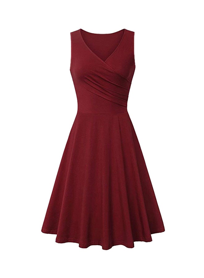 V-Neck Sleeveless Dress Red - Image 1