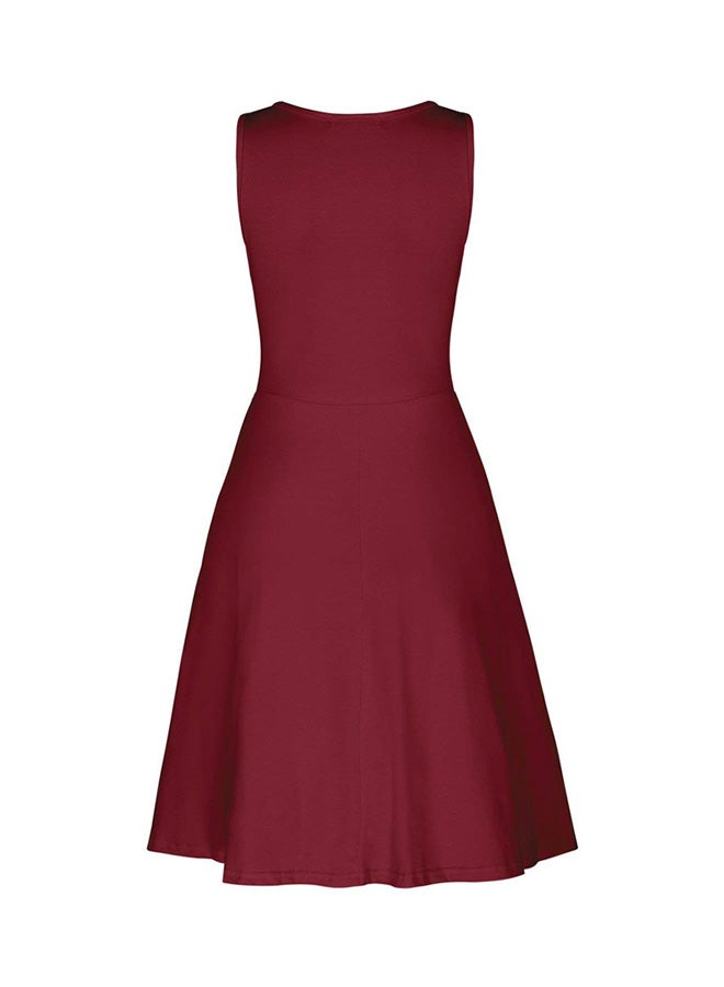 V-Neck Sleeveless Dress Red - Image 2