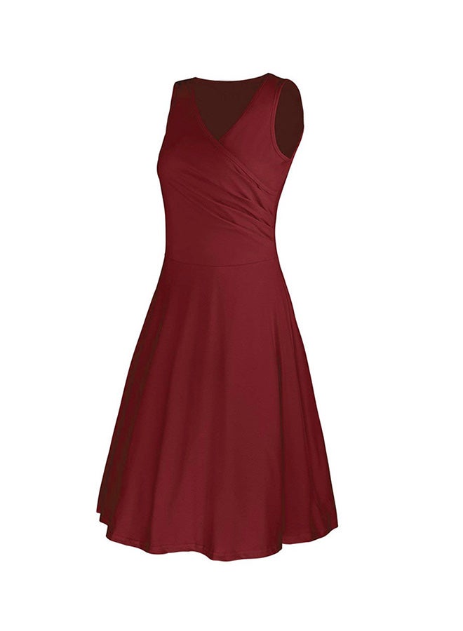 V-Neck Sleeveless Dress Red - Image 3