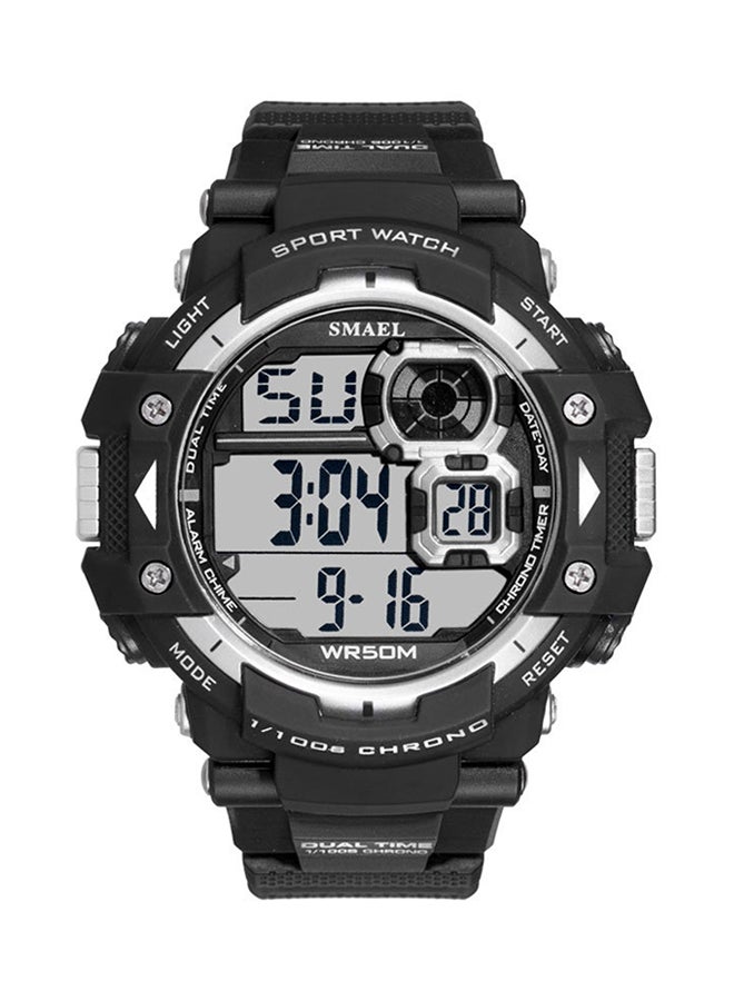 سميل ساعة رقمية بسوار من الراتينج ومقاومة للماء طراز Smael-55-BLA men