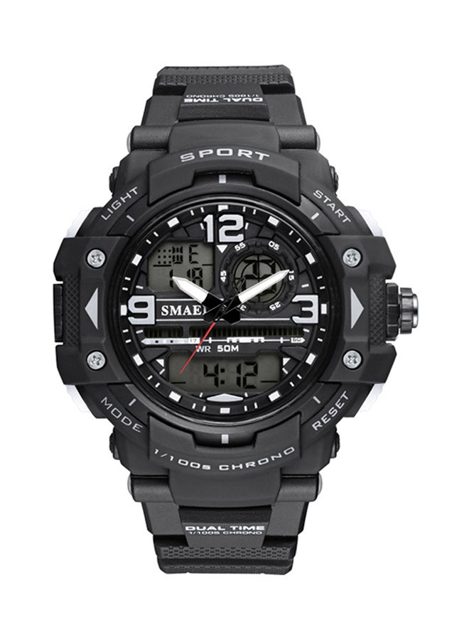 سميل ساعة يد بعقارب ورقمية بسوار مطاطي مقاومة للماء طراز Smael-56-WHI للرجال