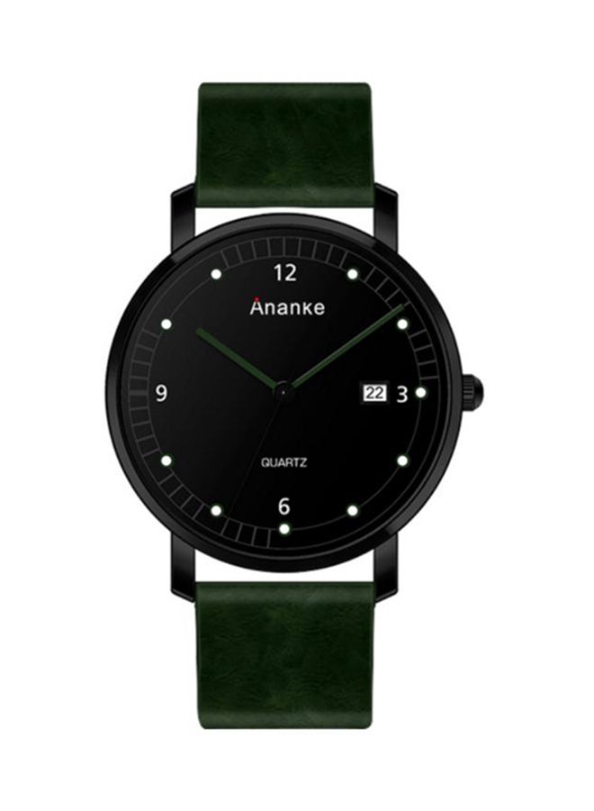 Men's Water Resistant Leather Analog Watch Ank-0205 - 40 mm - Green