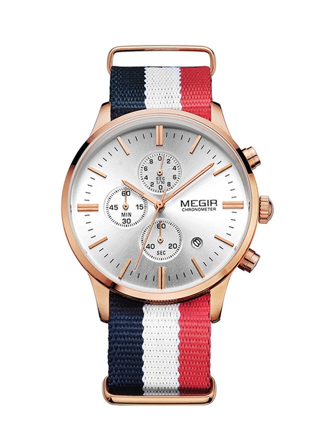 ميجر ساعة يد كرونوغراف مقاومة للمياه بسوار نسيجي طراز MEGIR-0302 للرجال