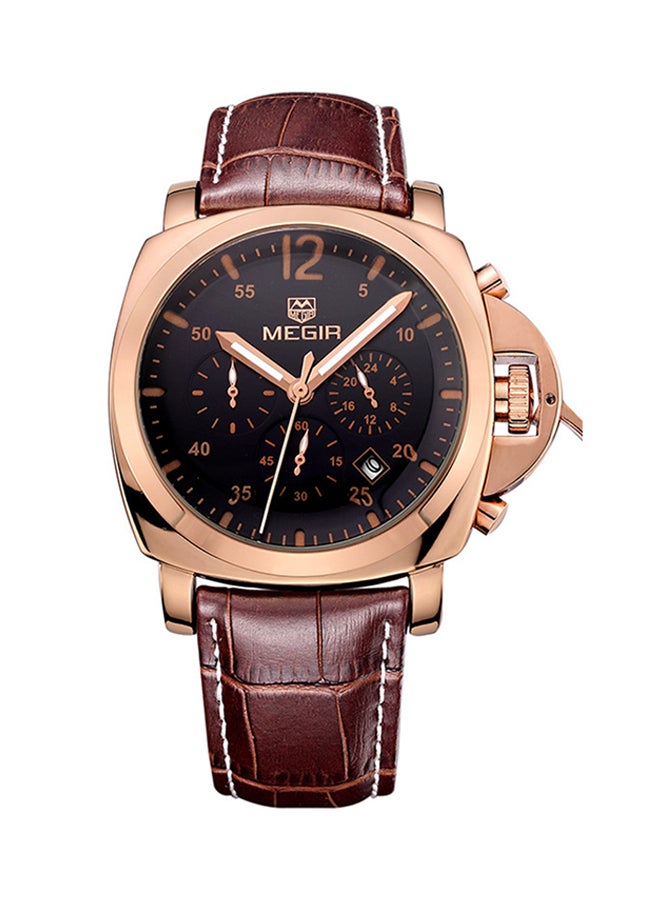 ميجر ساعة يد كرونوغراف بسوار جلدي مضادة للماء طراز MEGIR-0602 men