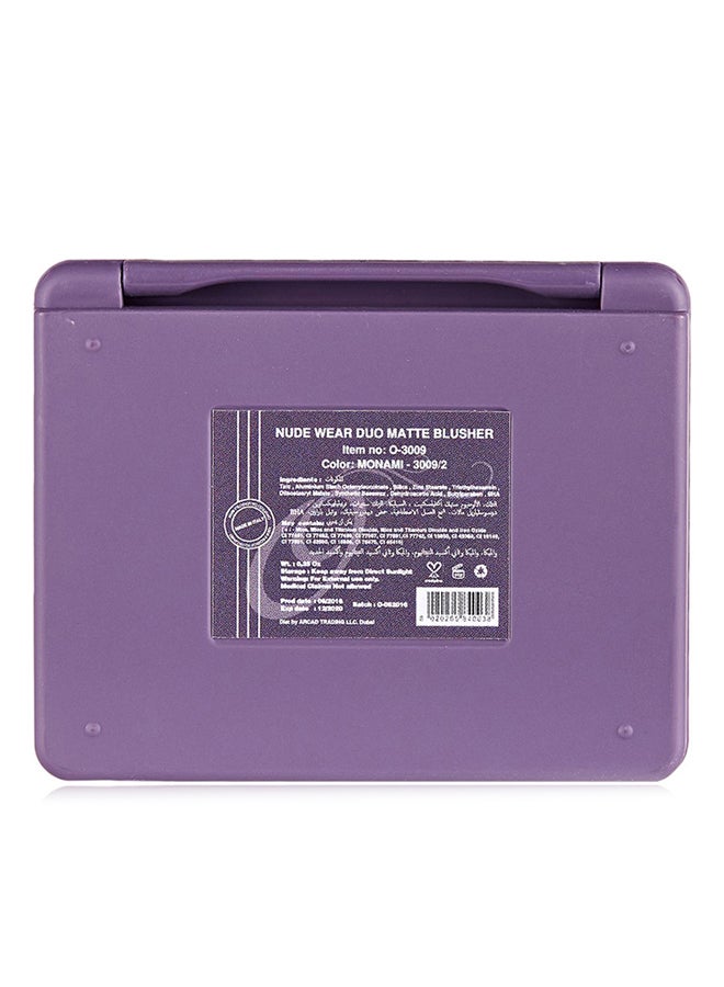 One on 1 Nude Wear Duo Matte Blusher 3009/2 Monami  - Image 3