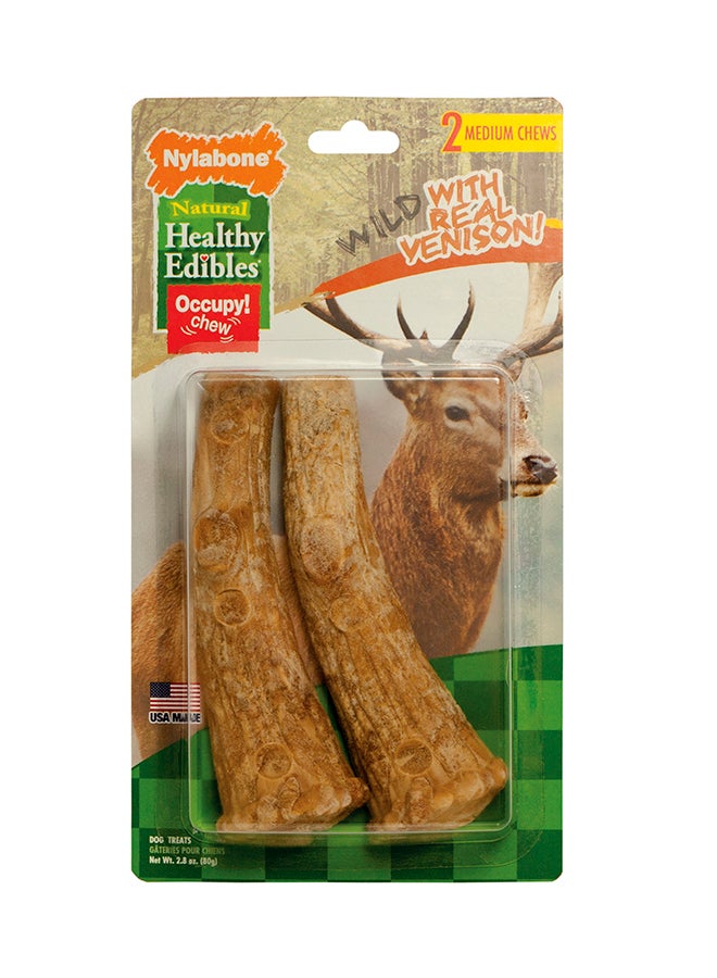 Nylabone - 2-Piece Healthy Edibles Antler Chew Treats Brown M - Image 1