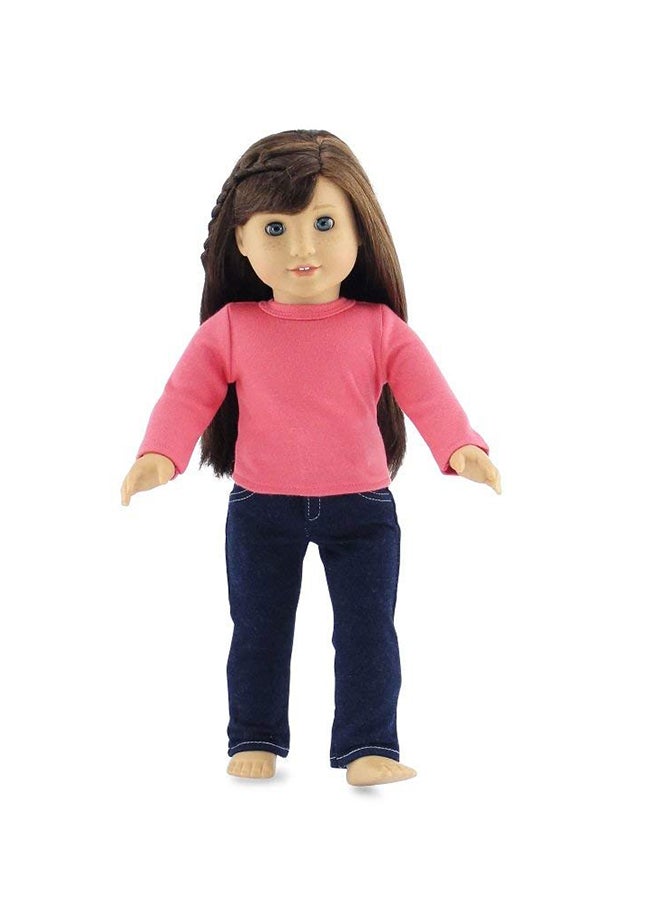 3-Piece Long Sleeves Doll Top With Stretchable Skinny Jeans 46cm - Image 4
