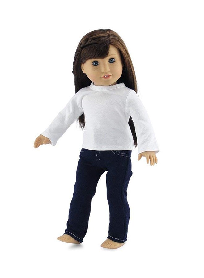 3-Piece Long Sleeves Doll Top With Stretchable Skinny Jeans 46cm - Image 5