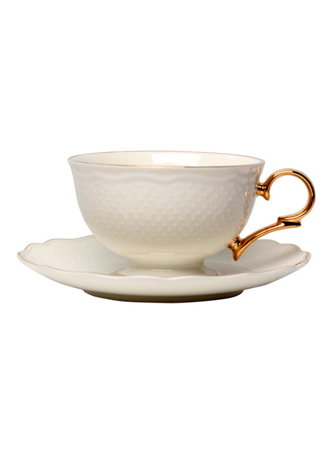 homes r us Viva Porcelain Teacup & Saucer Gold - Image 2