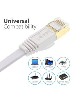 Trands CAT 7 Ultra Thin Flat Networking Cable White  - Image 2
