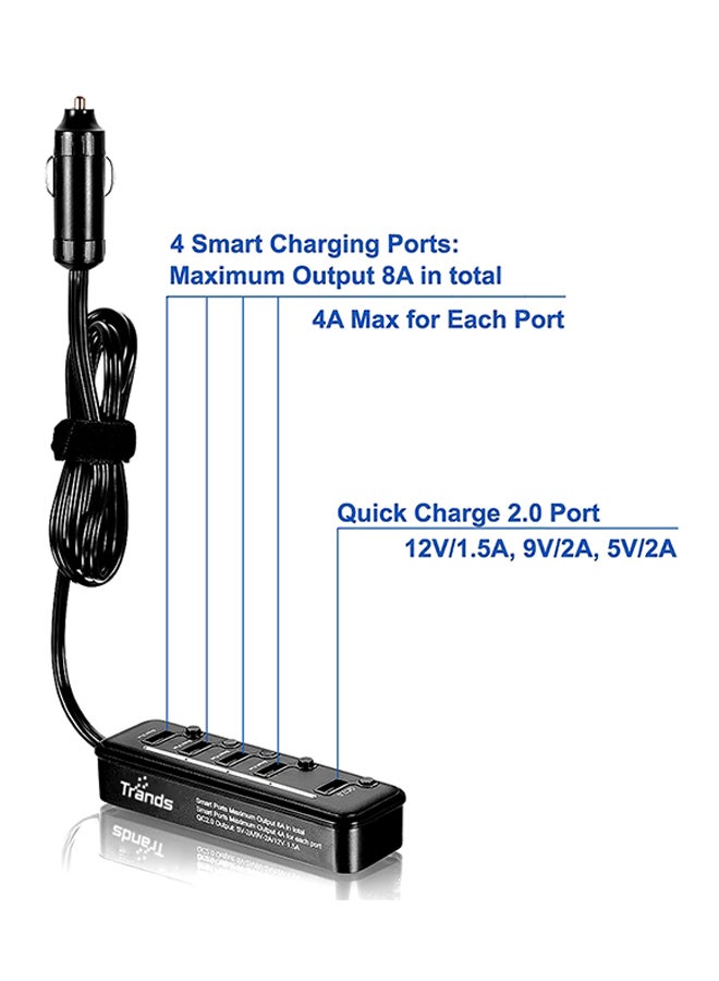 تراندز شاحن سيارة ذو 5 مداخل USB أسود - Image 2