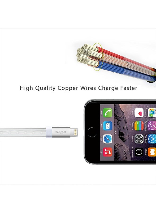 Trands - LED Flowing Lightning USB Cable White - Image 1