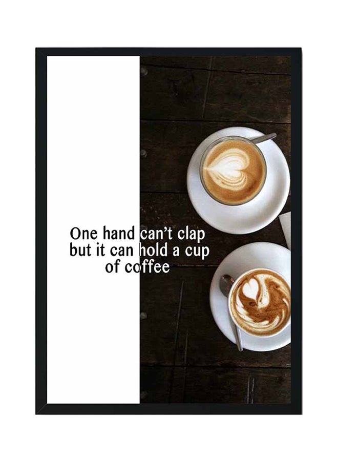 لوحة فنية لديكور الحائط داخل إطار أسود/ أبيض/ بني