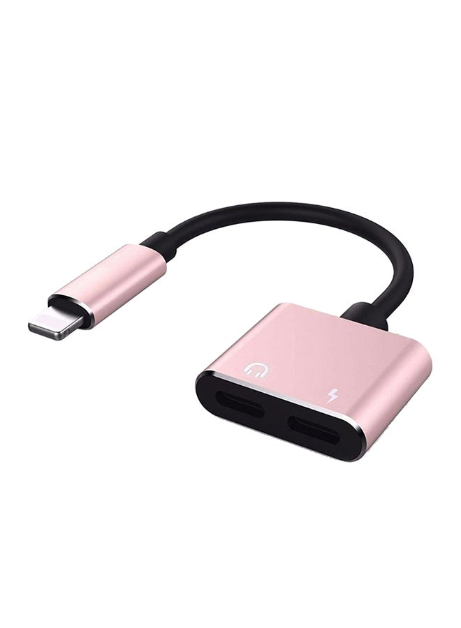 كيه كيه مون مقسّم 2 في 1 يتضمن منفذ صوت ومنفذ للشحن ذهبي وردي/أسود - Image 1