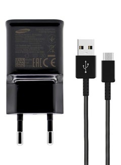 Fast Charge Travel Adapter With USB Type C to A Cable 15W For Samsung Galaxy S6/S7/S8/S9/S10/S10+Plus Black