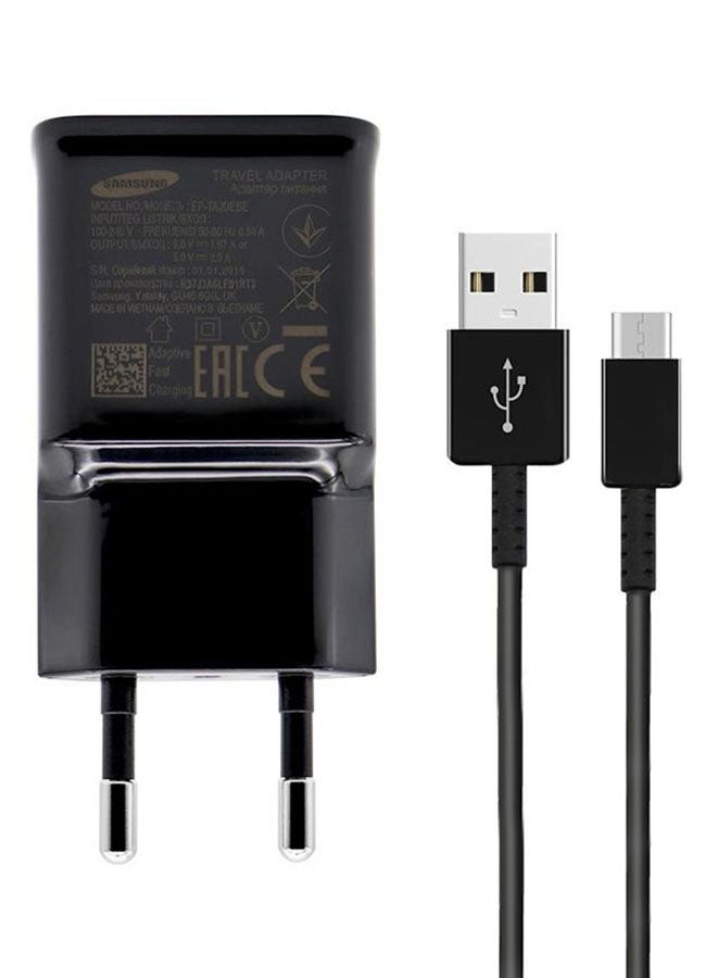 Samsung - Fast Charge Travel Adapter With USB Type C to A Cable 15W For Samsung Galaxy S6/S7/S8/S9/S10/S10+Plus Black - Image 1