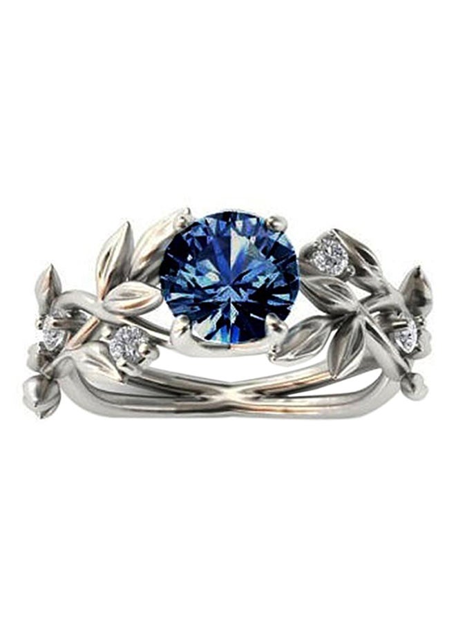 Alloy Leaves Vine Hollow Shiny Rhinestone Ring