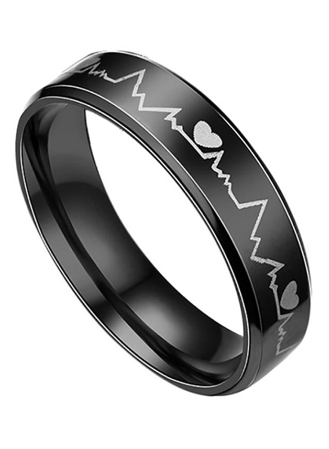 بلولانز جلو اين ذا دارك خاتم زواج مخطط كهربية القلب لقياس معدل ضربات القلب من الفولاذ المقاوم للصدأ - Image 2