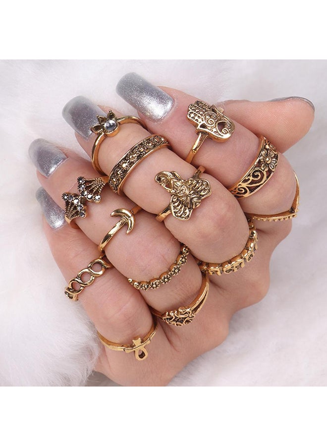 13-Piece Elephant Moon Flower Stacking Ring Set