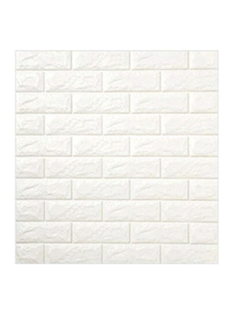 10-Piece 3D Foam Bricks Wallpaper Set White
