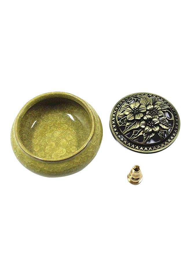 Ceramic Incense Holder Yellow/Gold 3.9 x 2.8inch - Image 1