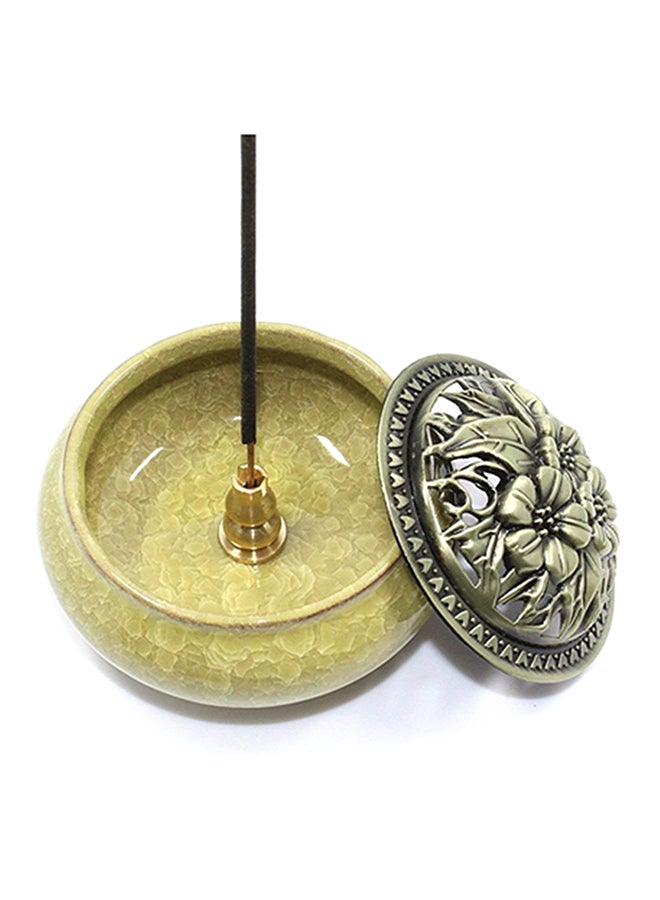 Ceramic Incense Holder Yellow/Gold 3.9 x 2.8inch - Image 3