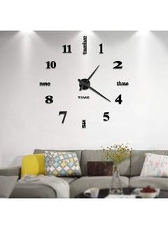 ماركة غير محددة ساعة حائط ثلاثية الأبعاد مع لاصقات رقمية عاكسة أسود 39x39بوصة  - Image 1