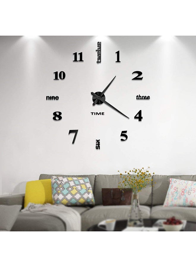 Generic 3D Wall Clock With Mirror Number Stickers Black 39x39inch  - Image 1
