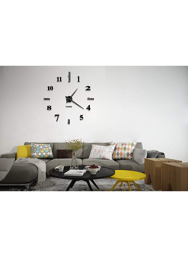 Generic 3D Wall Clock With Mirror Number Stickers Black 39x39inch  - Image 2