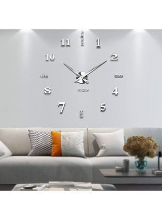 ساعة حائط ثلاثية الأبعاد مع لاصقات رقمية عاكسة فضي 39x39بوصة - v1536319936/N17084882A_1
