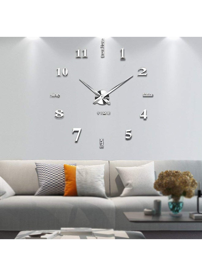 Generic 3D Wall Clock With Mirror Number Stickers Silver 39x39inch  - Image 1