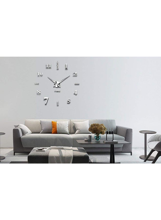Generic 3D Wall Clock With Mirror Number Stickers Silver 39x39inch  - Image 2