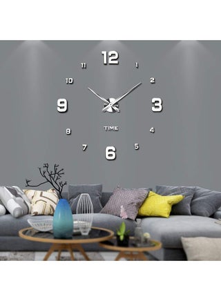 3D Wall Clock With Mirror Number Stickers Silver 39x39inch - v1536319937/N17084886A_1