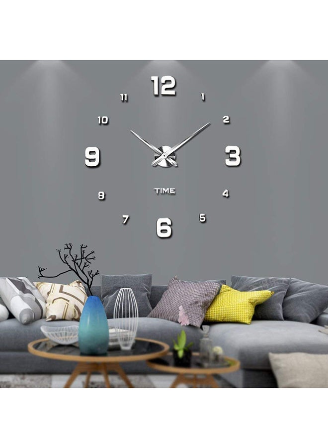 Generic 3D Wall Clock With Mirror Number Stickers Silver 39x39inch  - Image 1