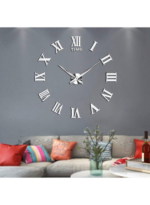 3D Wall Clock With Mirror Number Stickers Silver 39x39inch