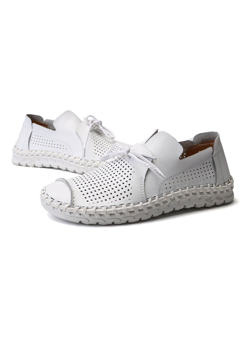 Breathable Leather Loafers Fahjrus_3836 White  - Image 3