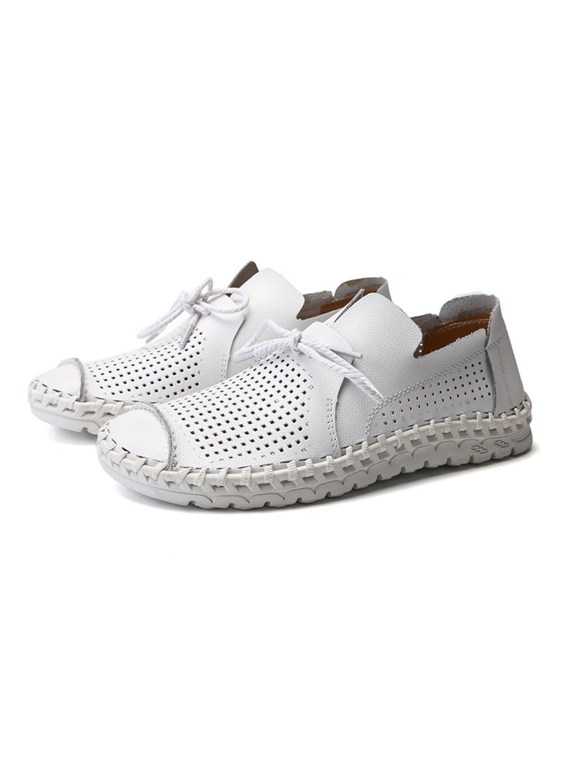 Breathable Leather Loafers Fahjrus_3836 White  - Image 4