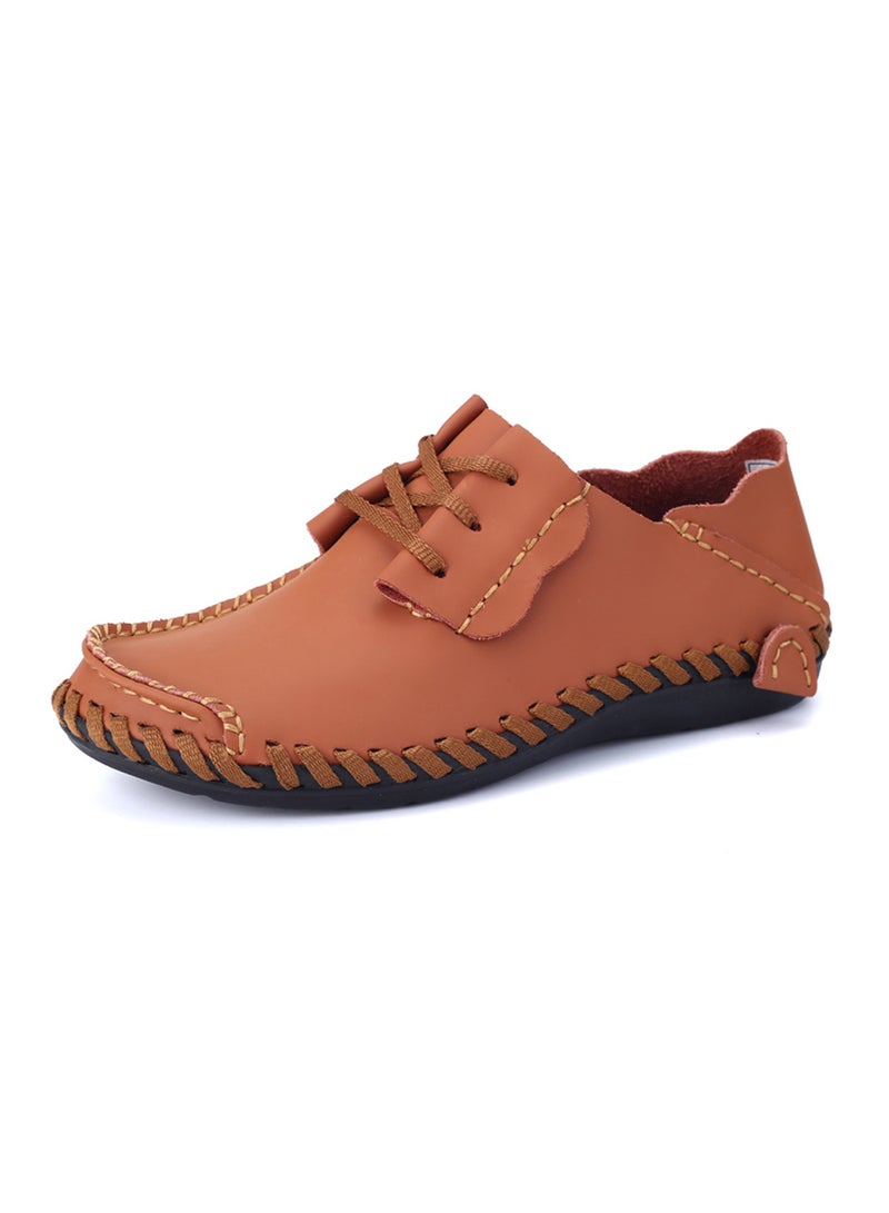 Generic Leisure Lace-Up Leather Loafers Fahjrus_3837 Brown  - Image 2